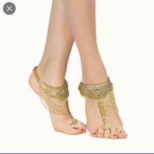NWOT Gold-Plated Anklets with Tassels